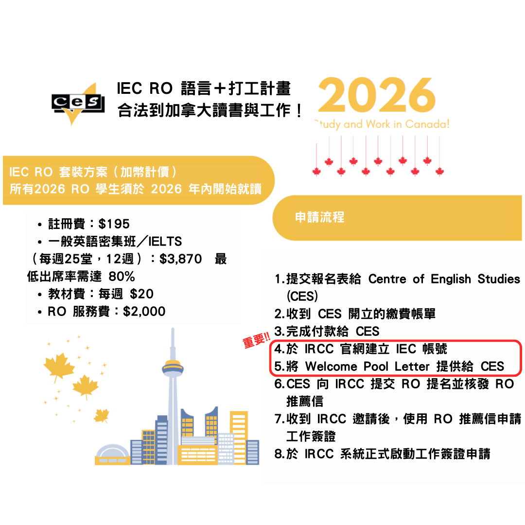 2026 加拿大 RO 簽證 打工度假新選擇 GLC鉅霖留學 