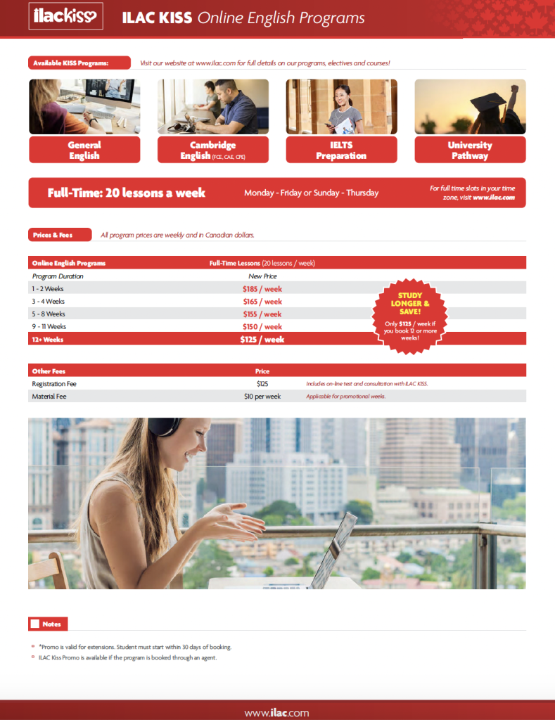 2026 ILAC KISS 加拿大線上密集課程第一季度優惠31 MAR