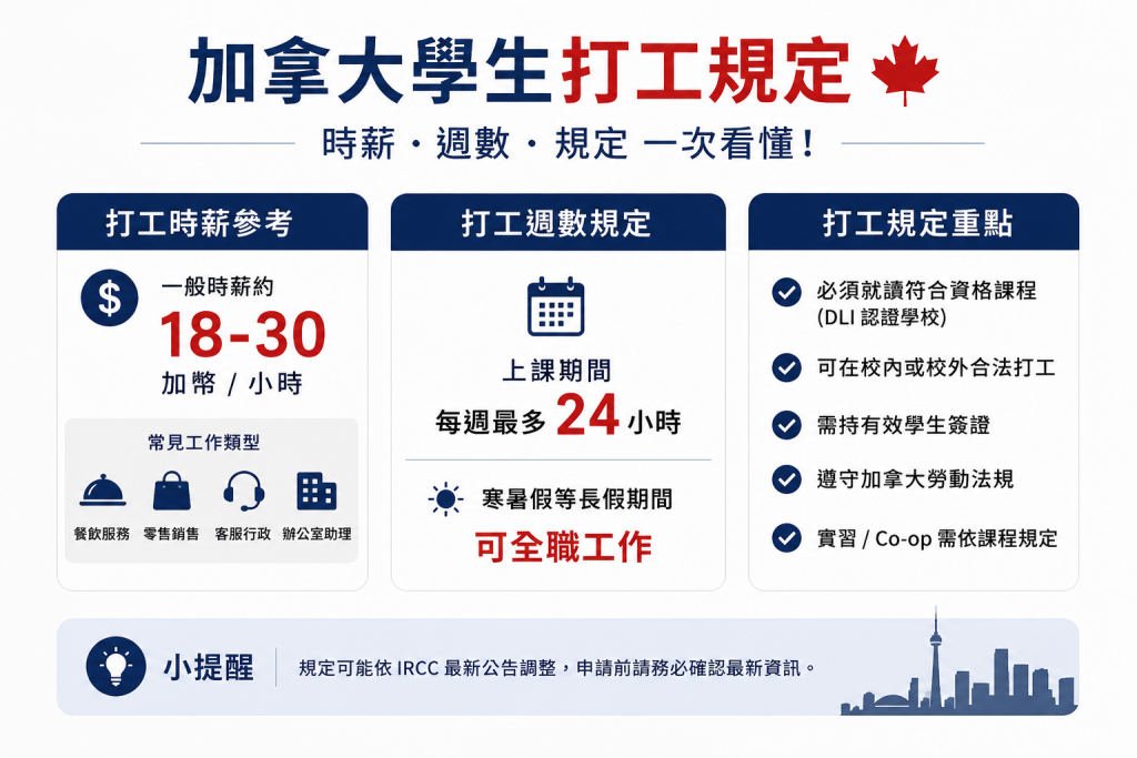 加拿大打工遊學 coop 打工時數規定-GLC鉅霖留學
